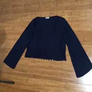 Tobi Navy Blue Lace Crop